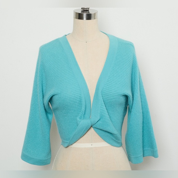 Short-Sleeve Twist-Front Sweater 100%Cashmere [NEW] - Picture 1 of 4